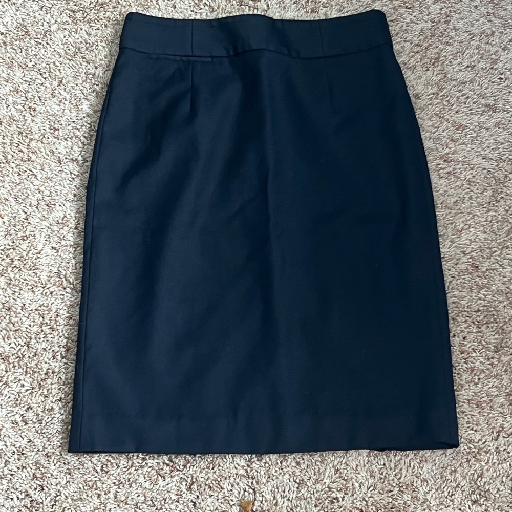 Classic Black 100% Wool Pencil Skirt